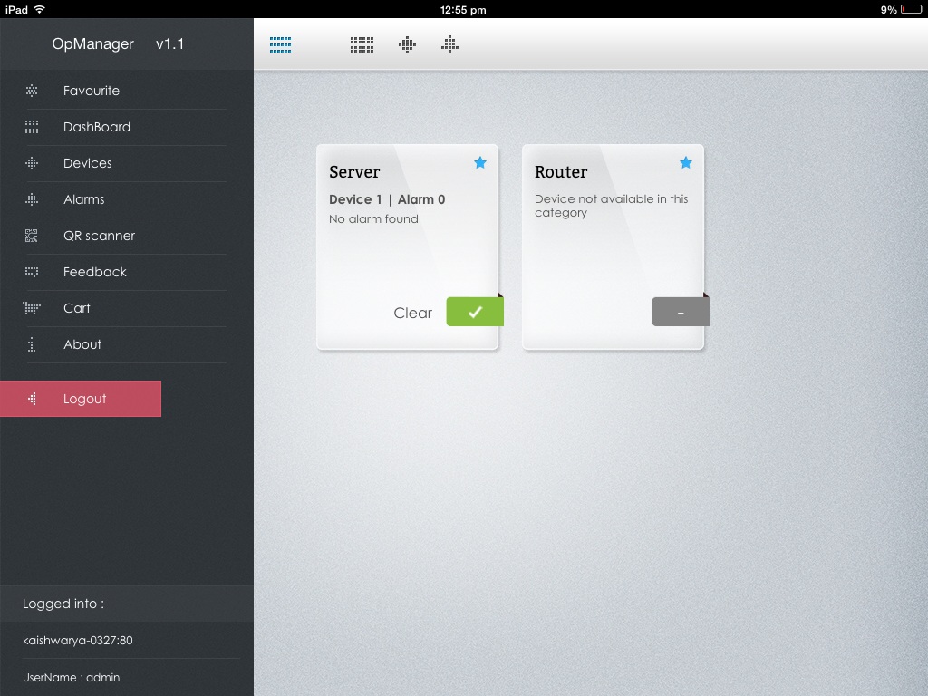 Favoritos - ManageEngine OpManager para iPad
