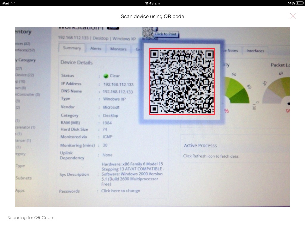 Escanear QR - ManageEngine OpManager para iPad