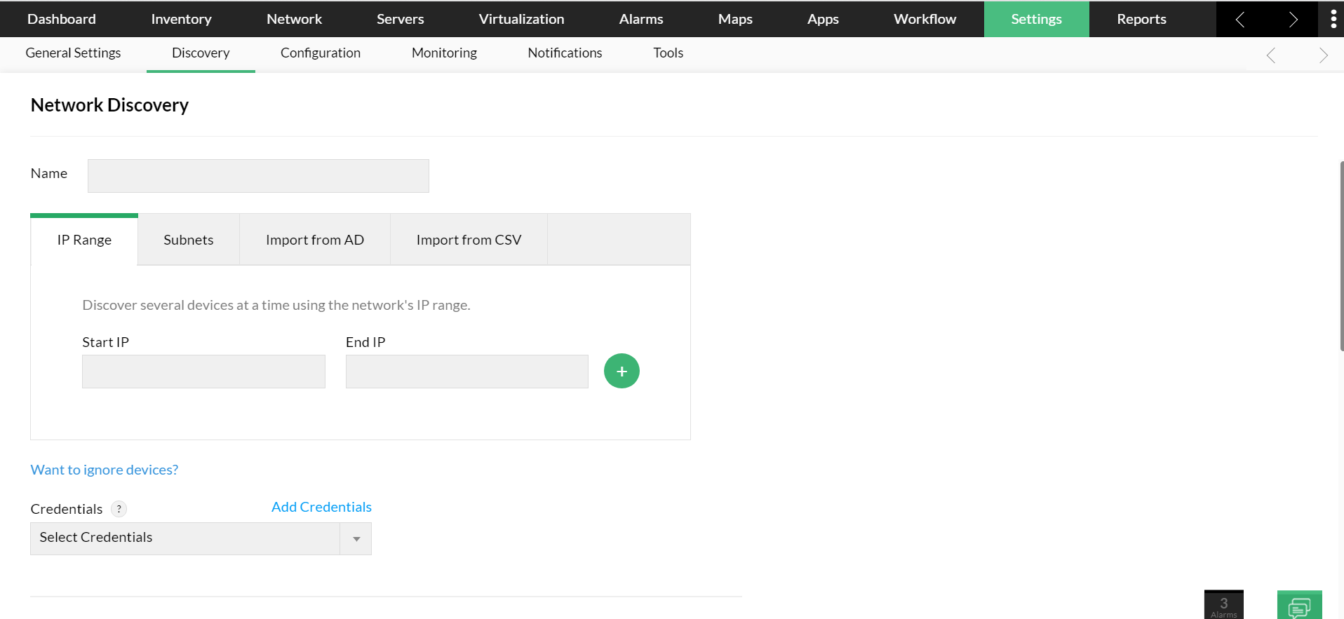 Network device discovery- ManageEngine OpManager