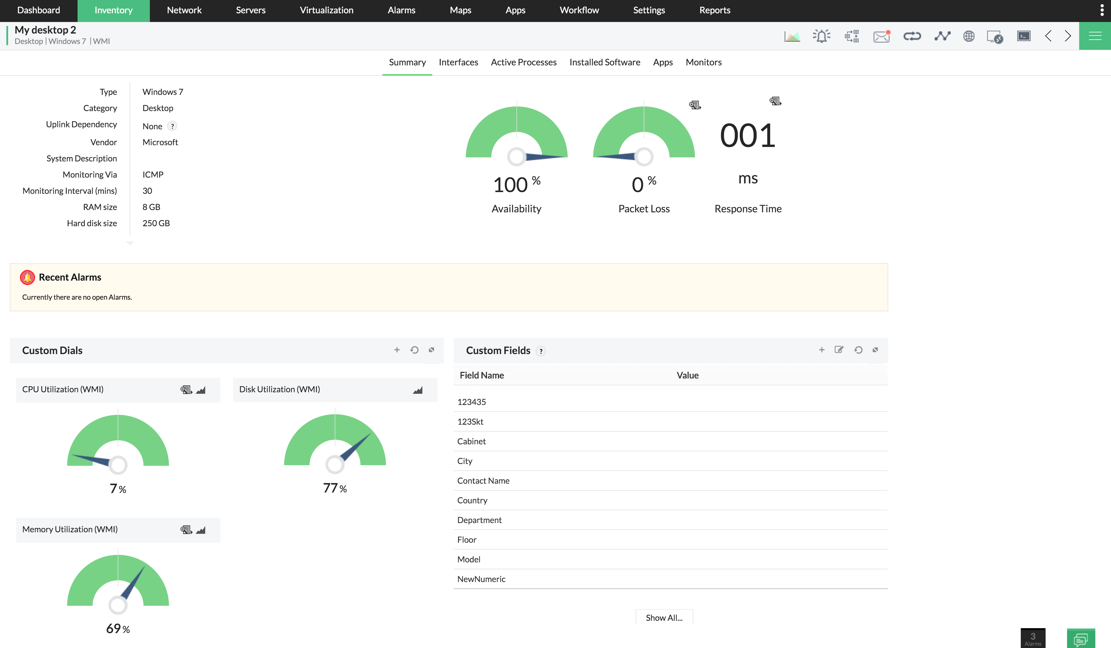 Monitoreo de rendimiento de red: CPU, memoria y disco - ManageEngine OpManager