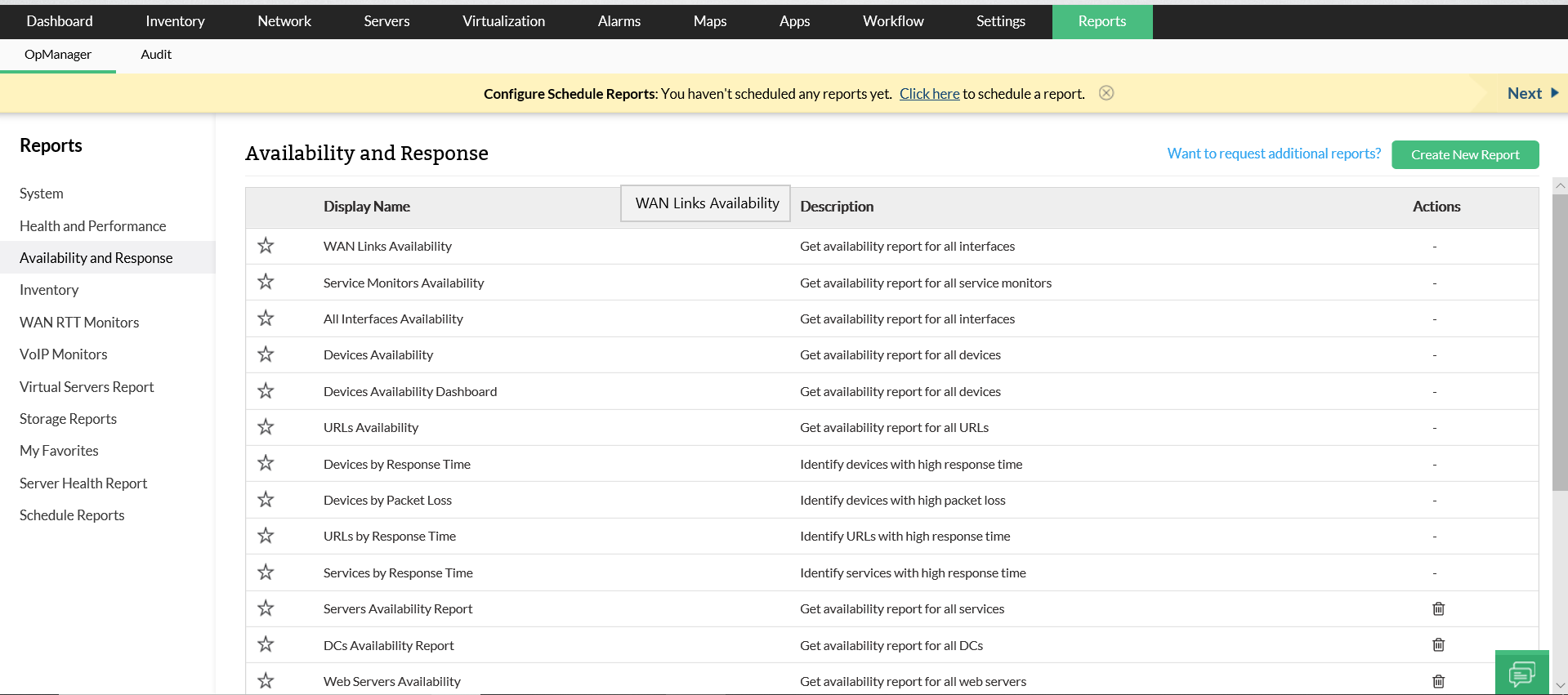 Monitoramento de desempenho de rede corporativa - ManageEngine OpManager