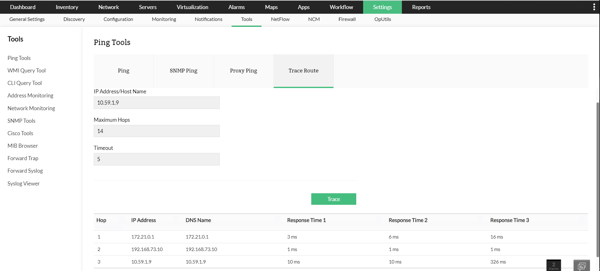 Traceroute para detectar ataques de red - ManageEngine OpManager