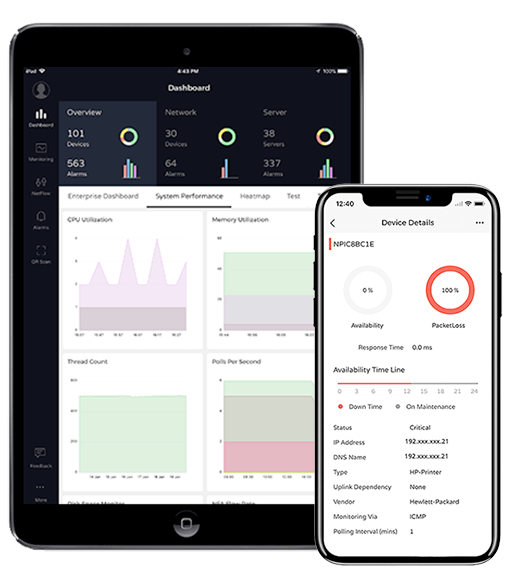 Aplicación móvil de monitoreo de red para iPhone & Android - ManageEngine OpManager