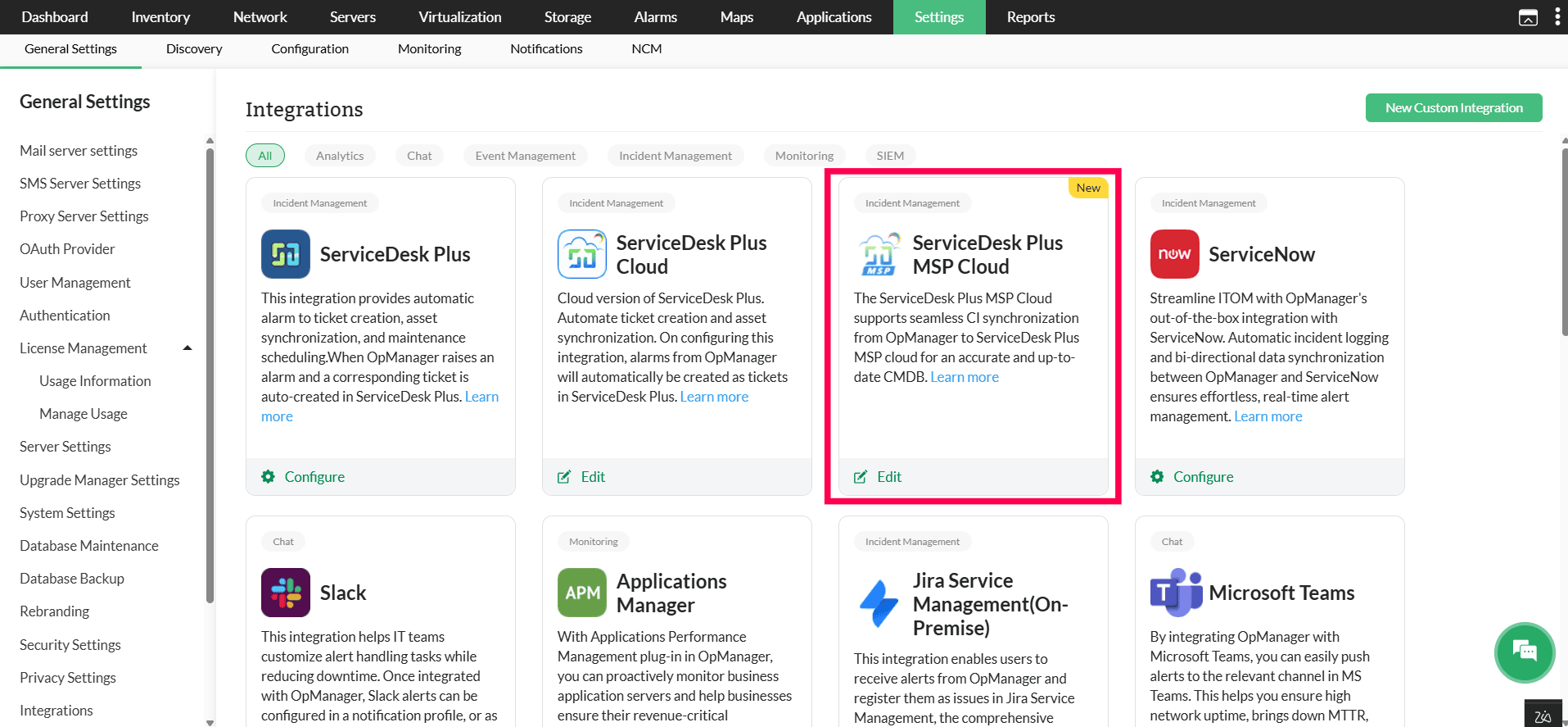 Integrating ServiceDesk Plus MSP Cloud| ManageEngine OpManager