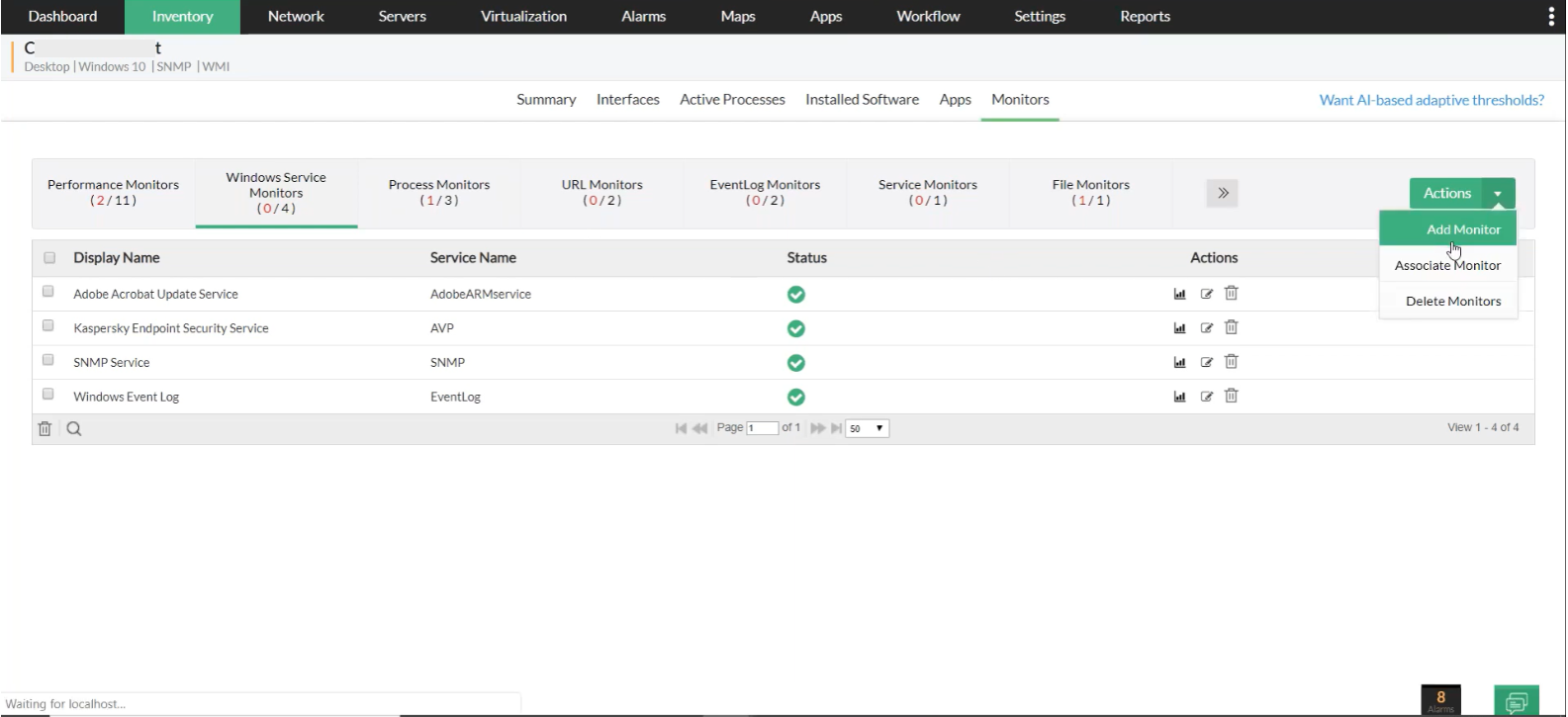 Software de monitoreo de tiempo de actividad del servidor - ManageEngine OpManager