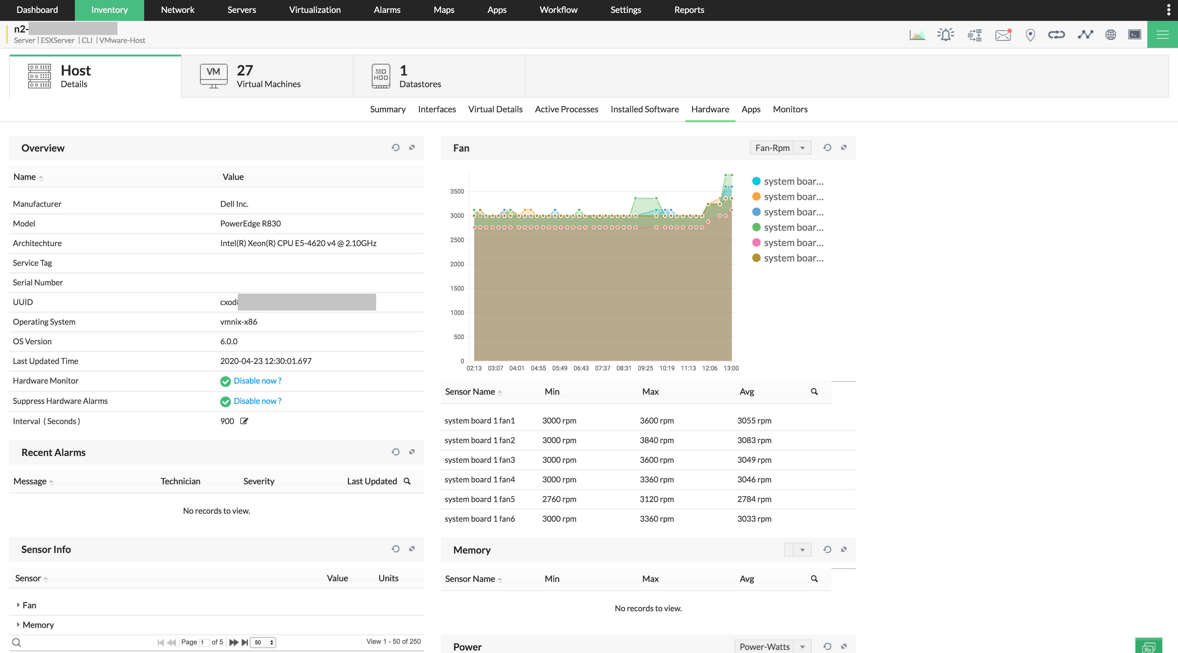 VMware hardware monitoring - ManageEngine OpManager