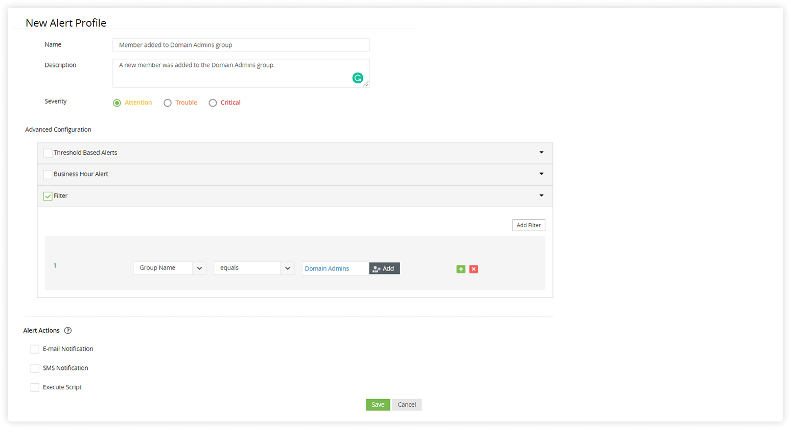 Maak een waarschuwingsprofiel aan voor wijzigingen in groepslidmaatschappen