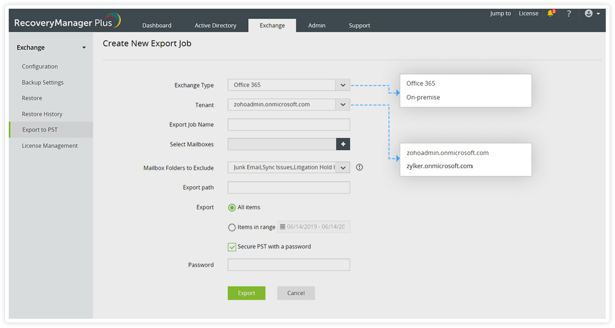office 365 of exchange back-up naar pst