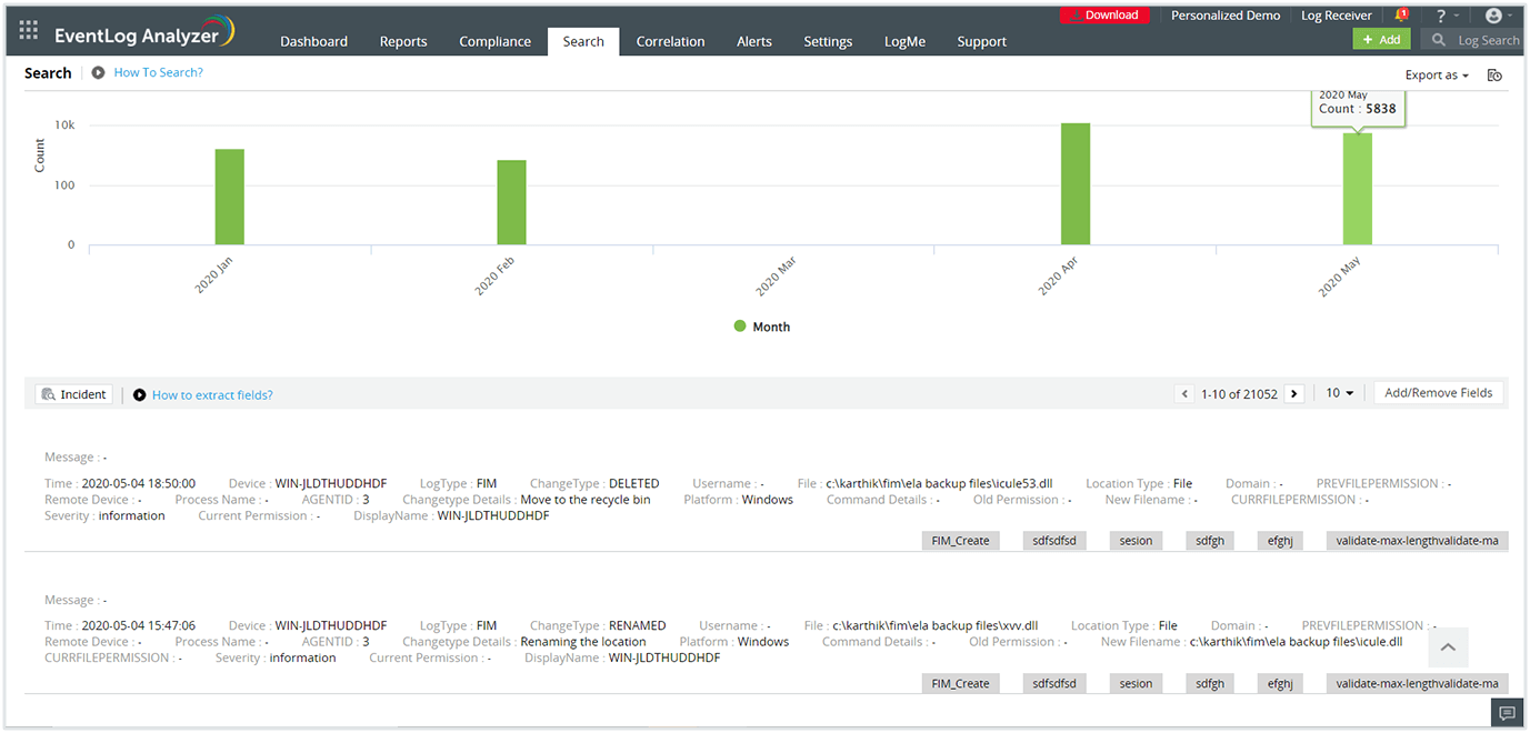 Threat detection through log forensics
