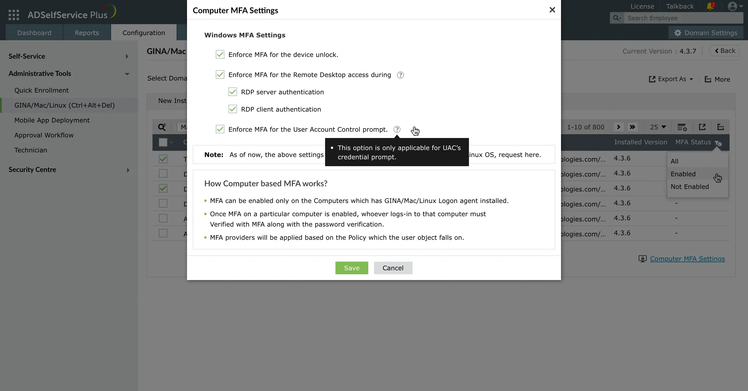 Schakel MFA of 2FA in voor Gebruikersaccountbeheer via ADSelfService Plus
