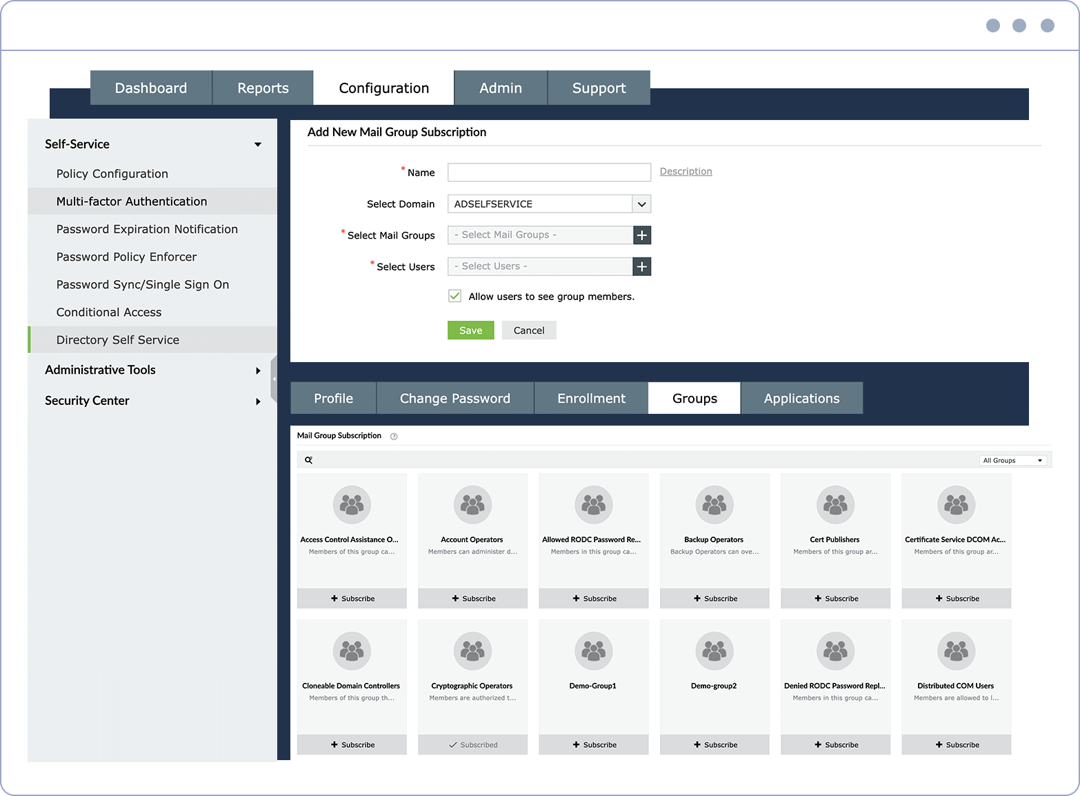 Selfservice voor bedrijven Selfservice eindgebruiker Active Directory