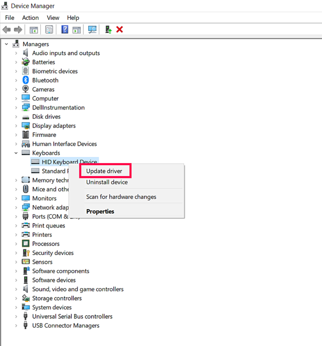 Driver updates in Device Manager