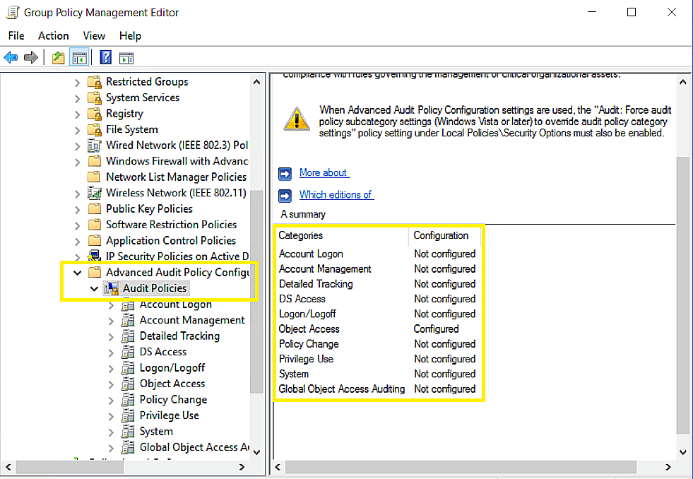 Skonfiguruj polityki audytu