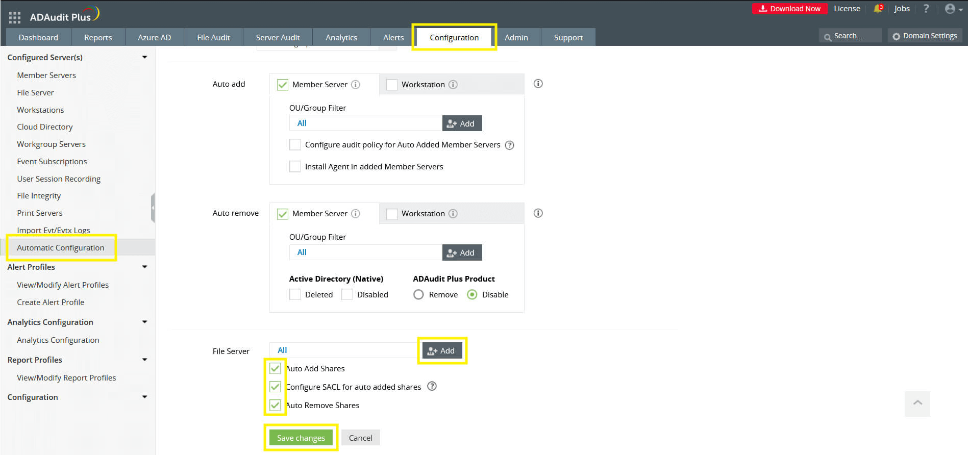 Automatyczne dodawanie lub usuwanie stacji roboczych, serwerów członkowskich i udziałów plików