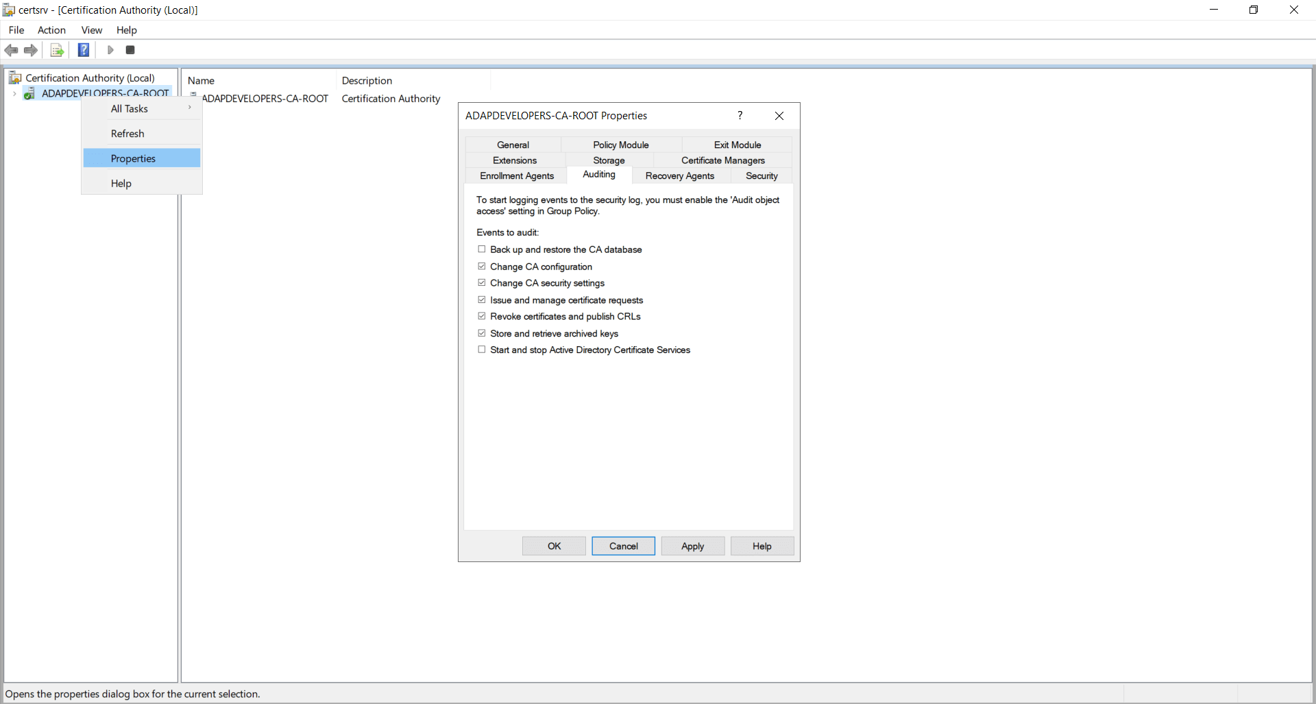 Skonfiguruj audyt AD CS