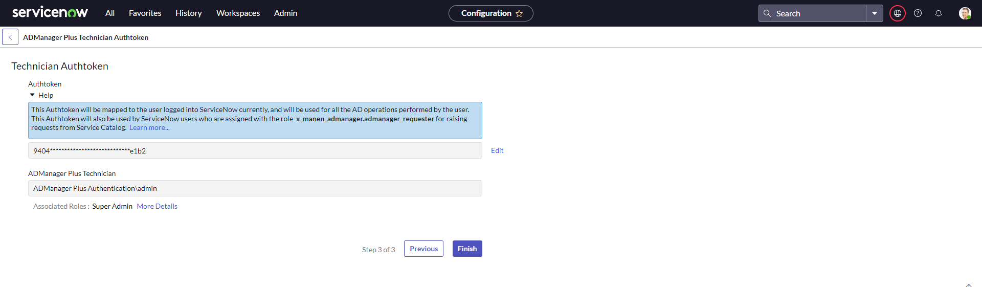 Ustawienia ServiceNow