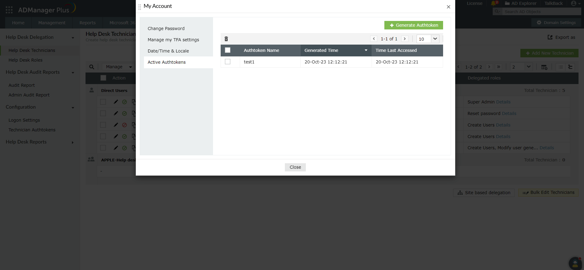 Jak działa authtoken w ADManager Plus