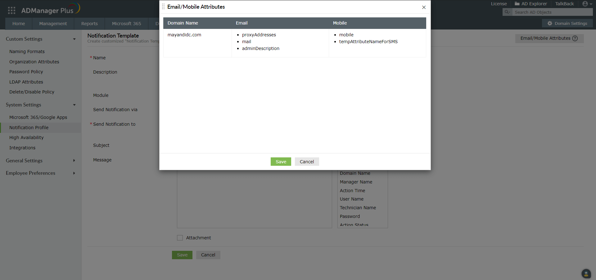 Profil powiadomienia