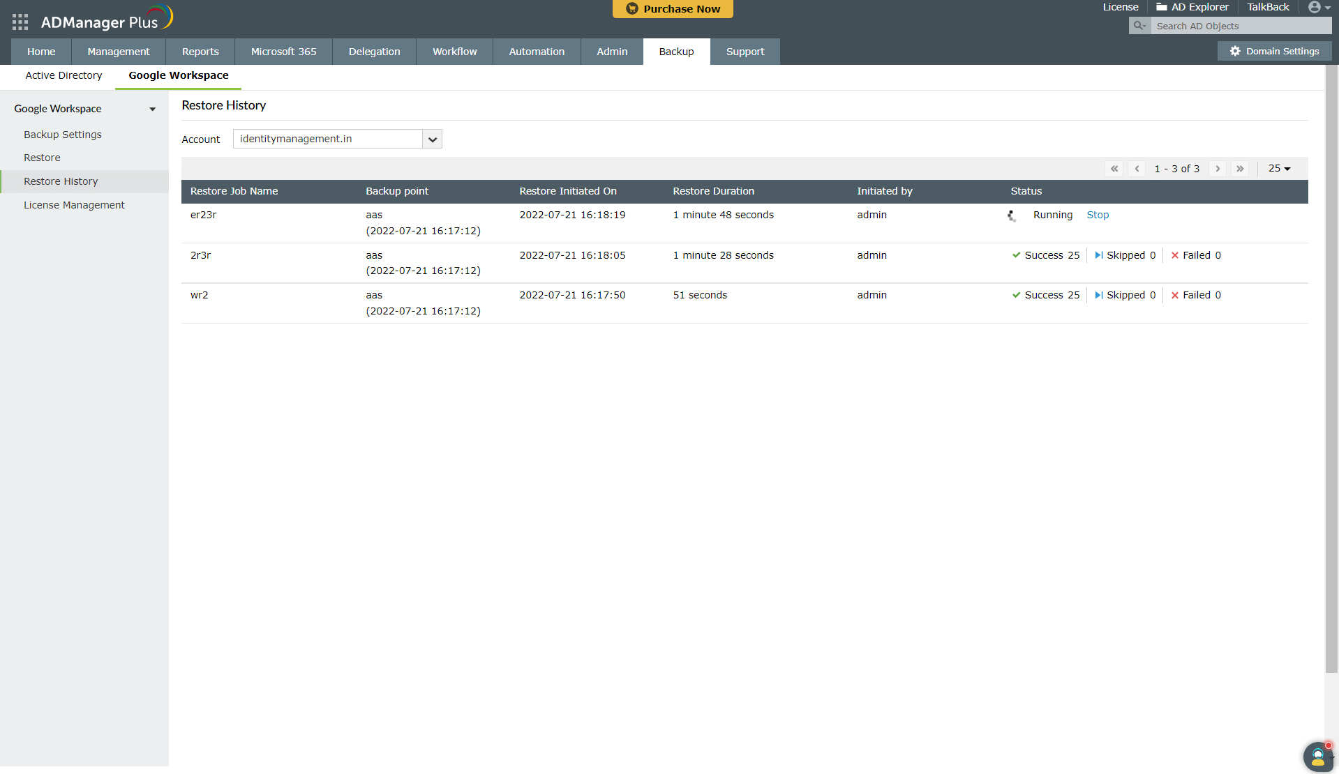 Historia przywracania