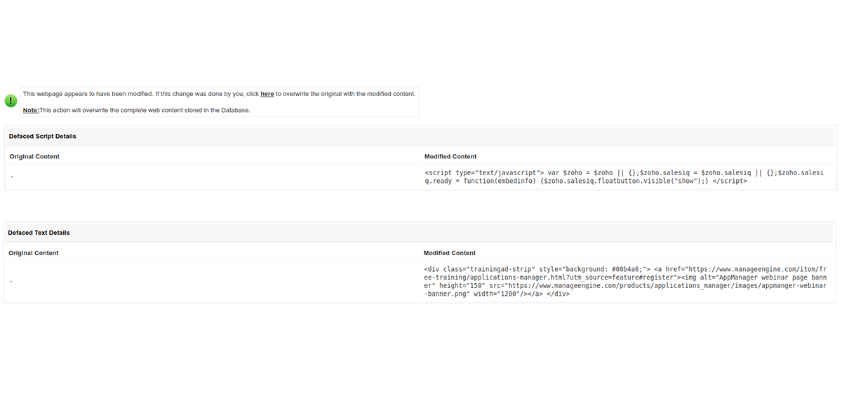 Monitor script text - ManageEngine Applications Manager