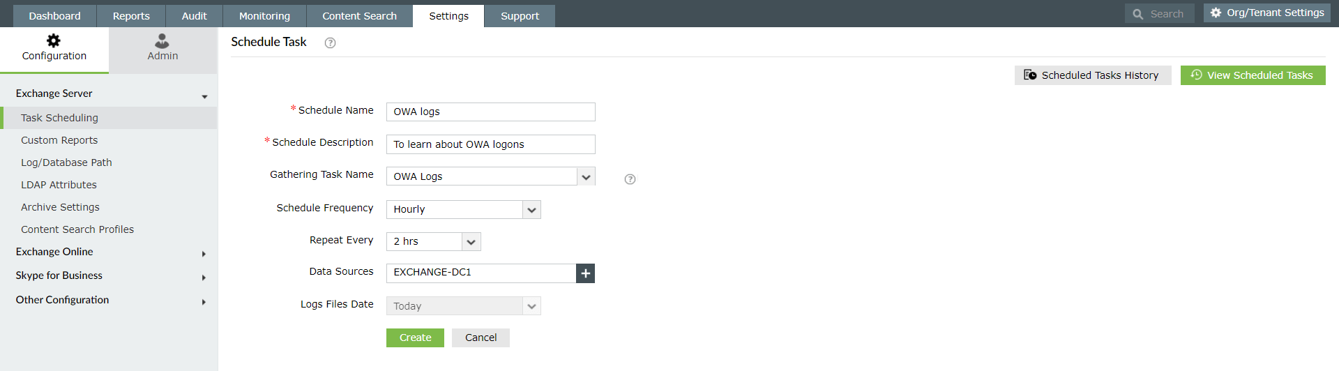 dzienniki owa dla określonego użytkownika w exchange zbieranie owa
