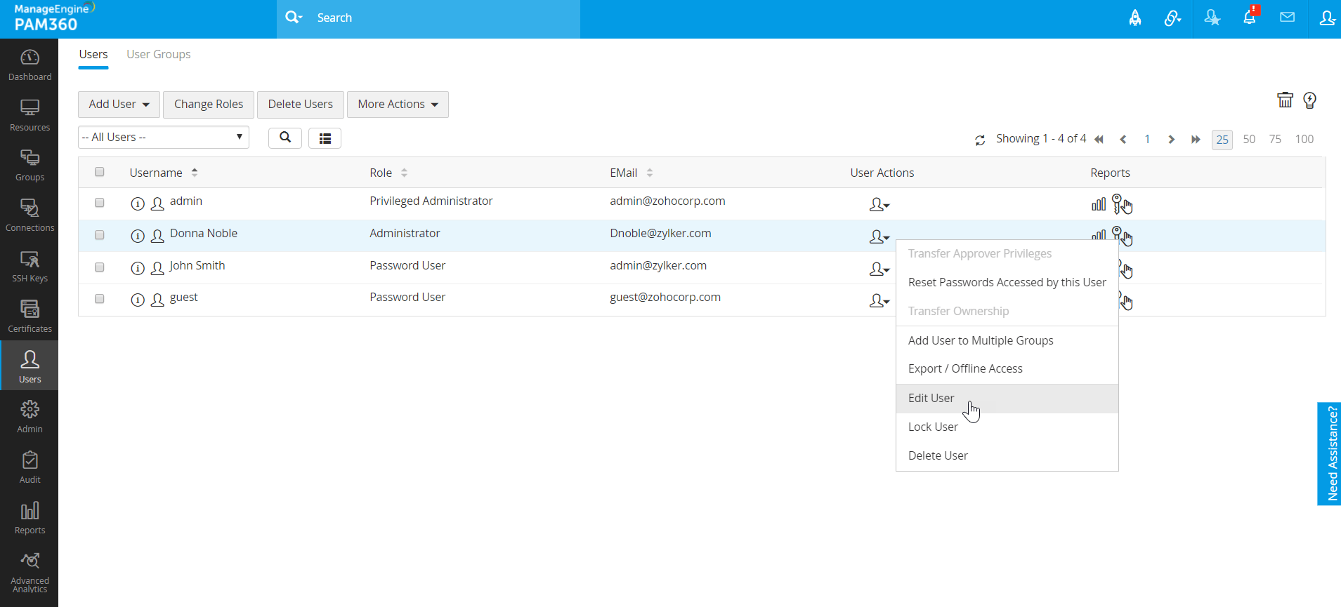 User Roles section