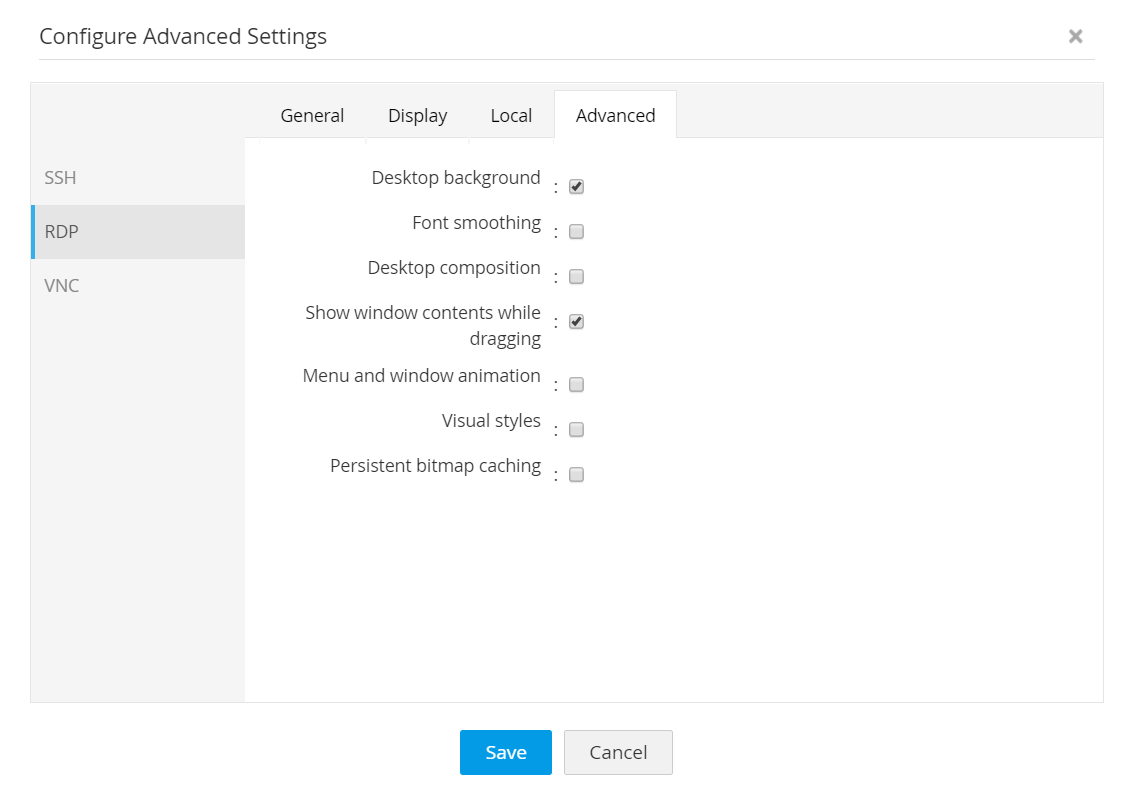 Advanced Settings for Connections in Access Manager Plus