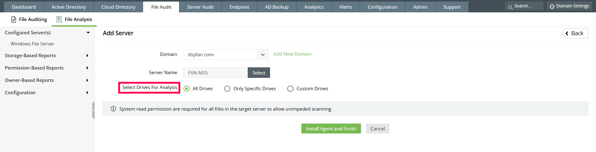 Configure File Analysis in ADAudit Plus