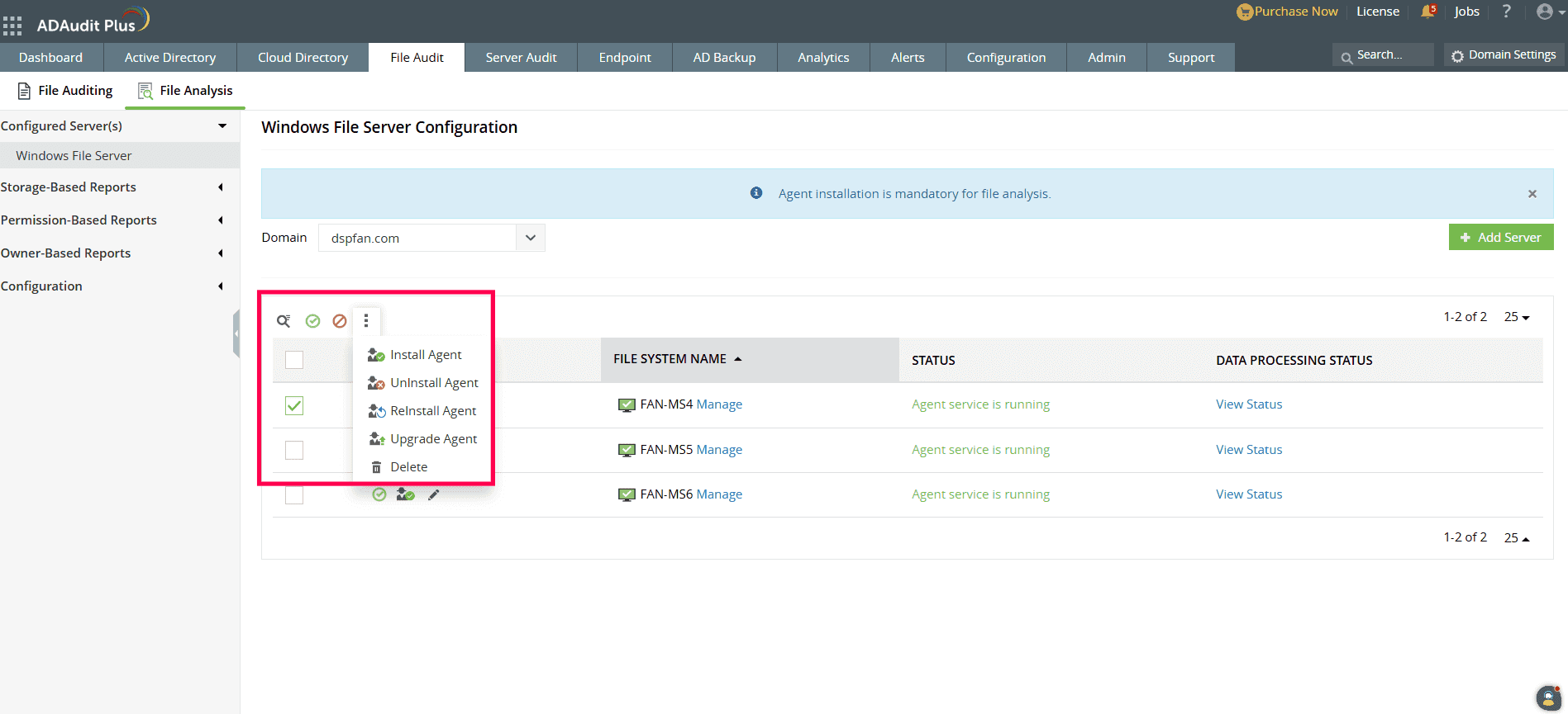 Configure File Analysis in ADAudit Plus