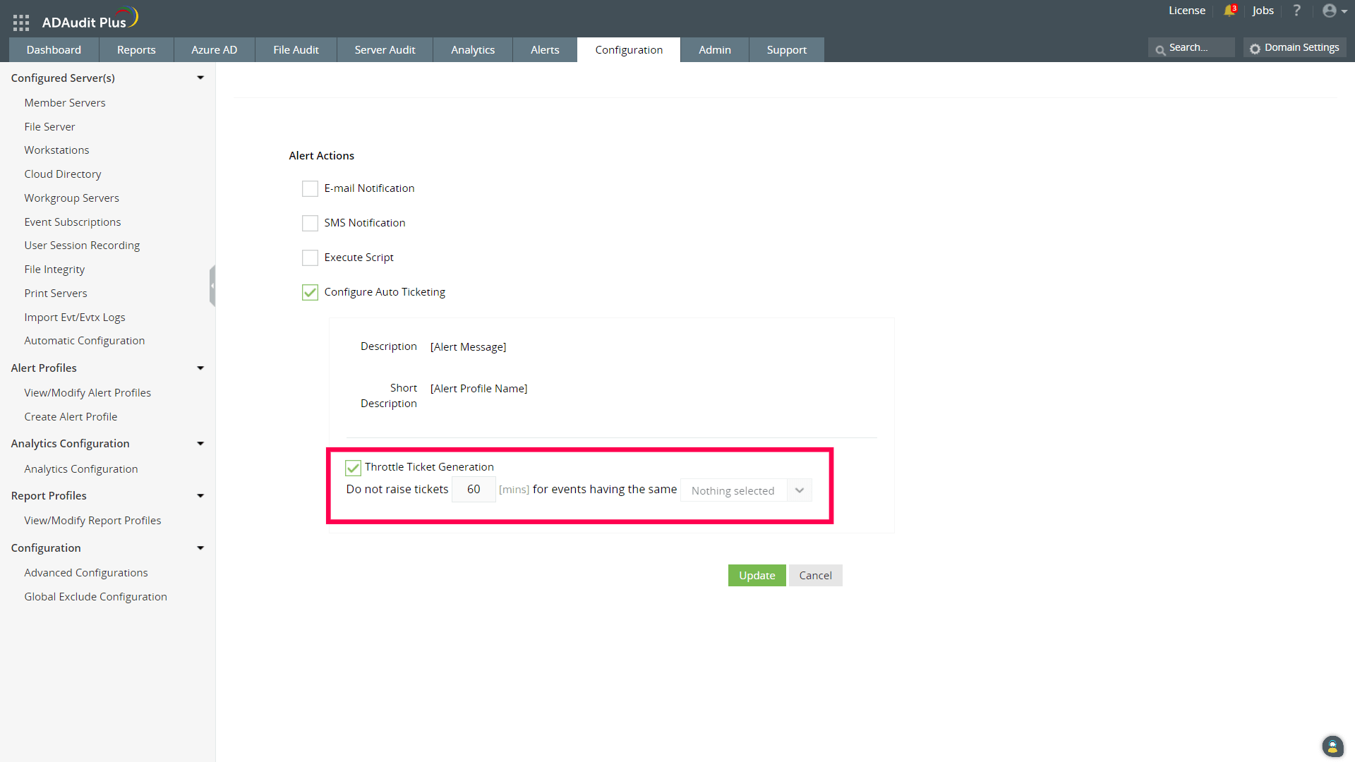ADAudit Plus and ServiceNow integration | ADAudit Plus