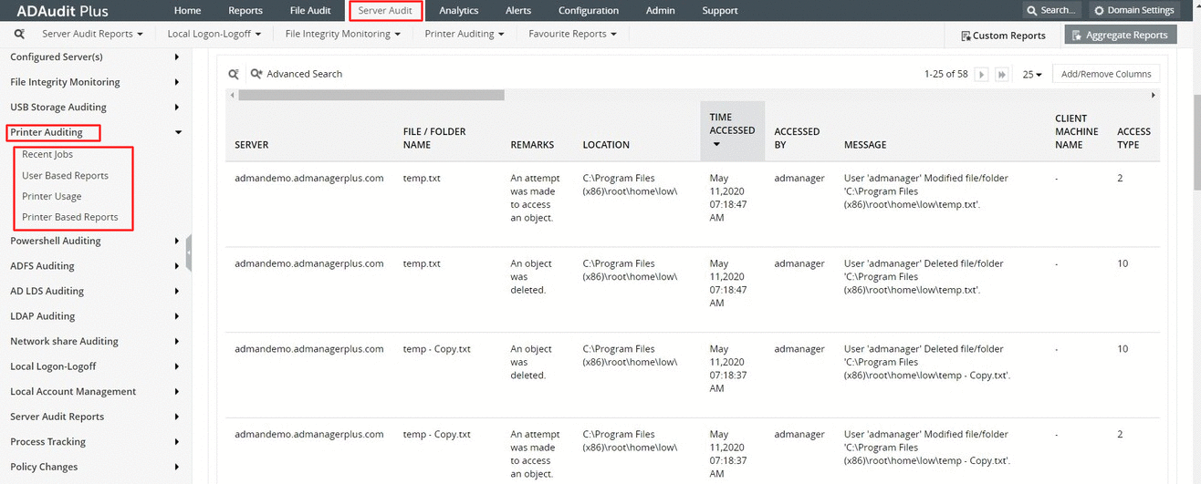 How to add printer in active directory ManageEngine ADAudit Plus