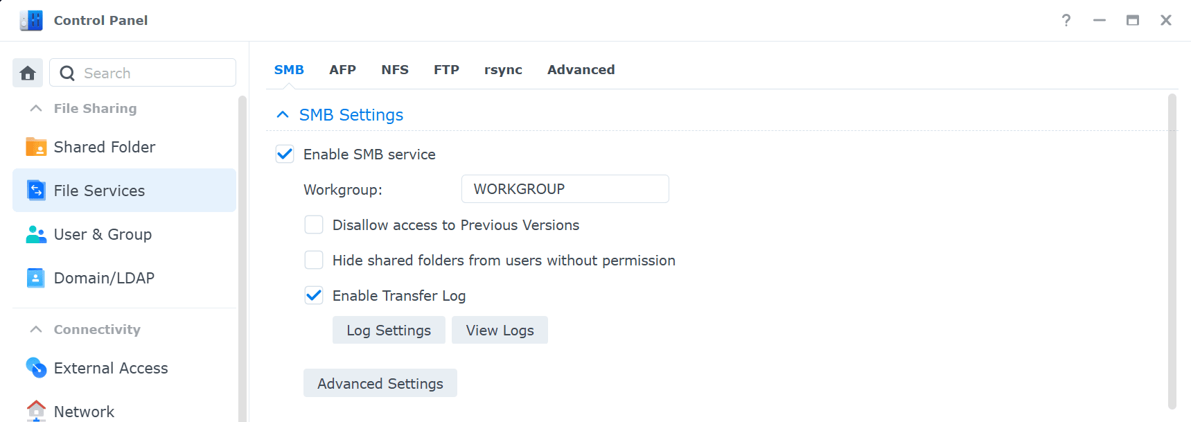 Transfer Log for SMB protocol