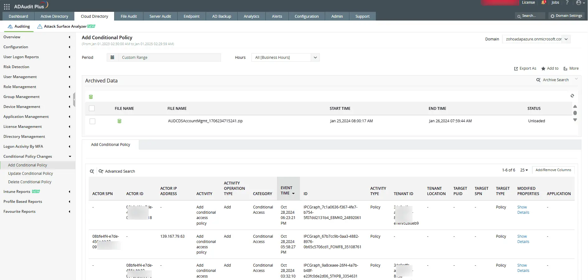 View complete details of newly created Conditional Access policies, including creator, creation time, and initial access rules.