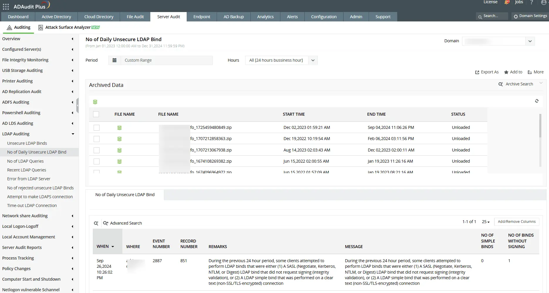 Track unsecure binds