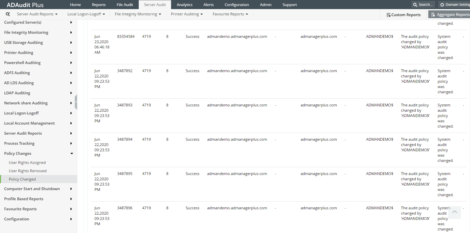 Audit Security State Change ADAudit Plus