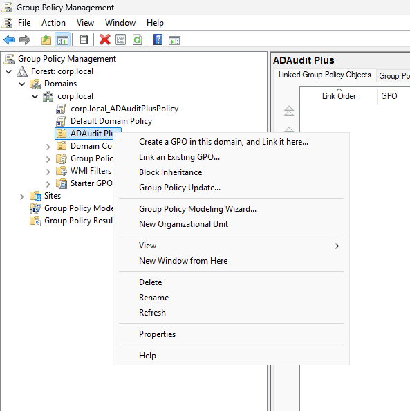 Default domain policy in GPMC