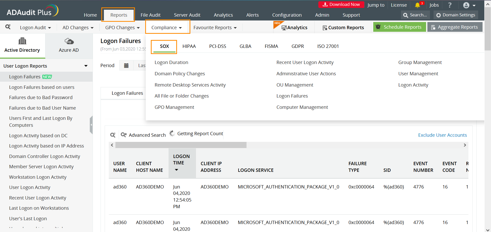 SOX Compliance ManageEngine ADAudit Plus