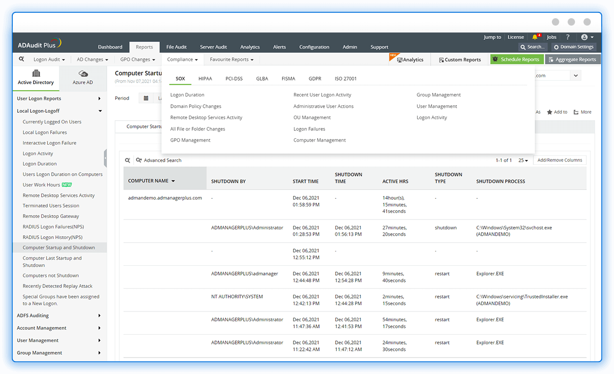 Desktop monitoring software ManageEngine ADAudit Plus