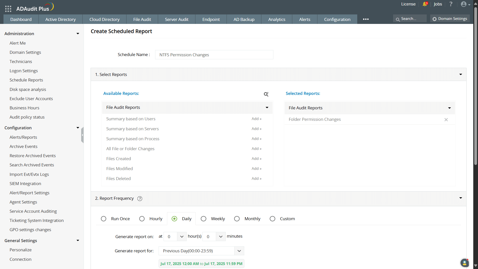 Scheduled and automated reporting