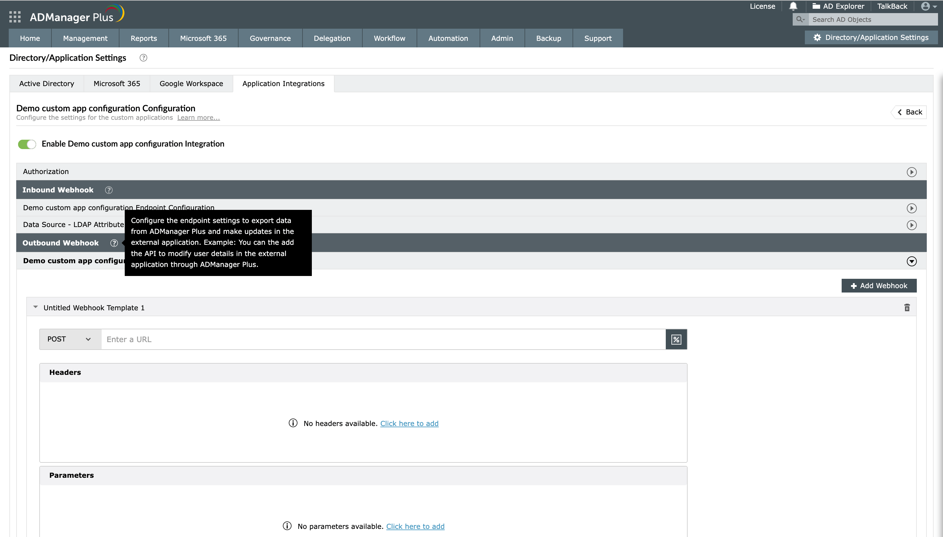 Custom applications integration