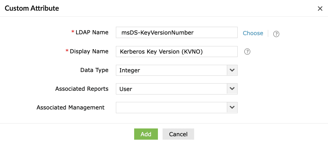 Adding msDS-KeyVersionNumber as a custom attribute in ADManager Plus.
