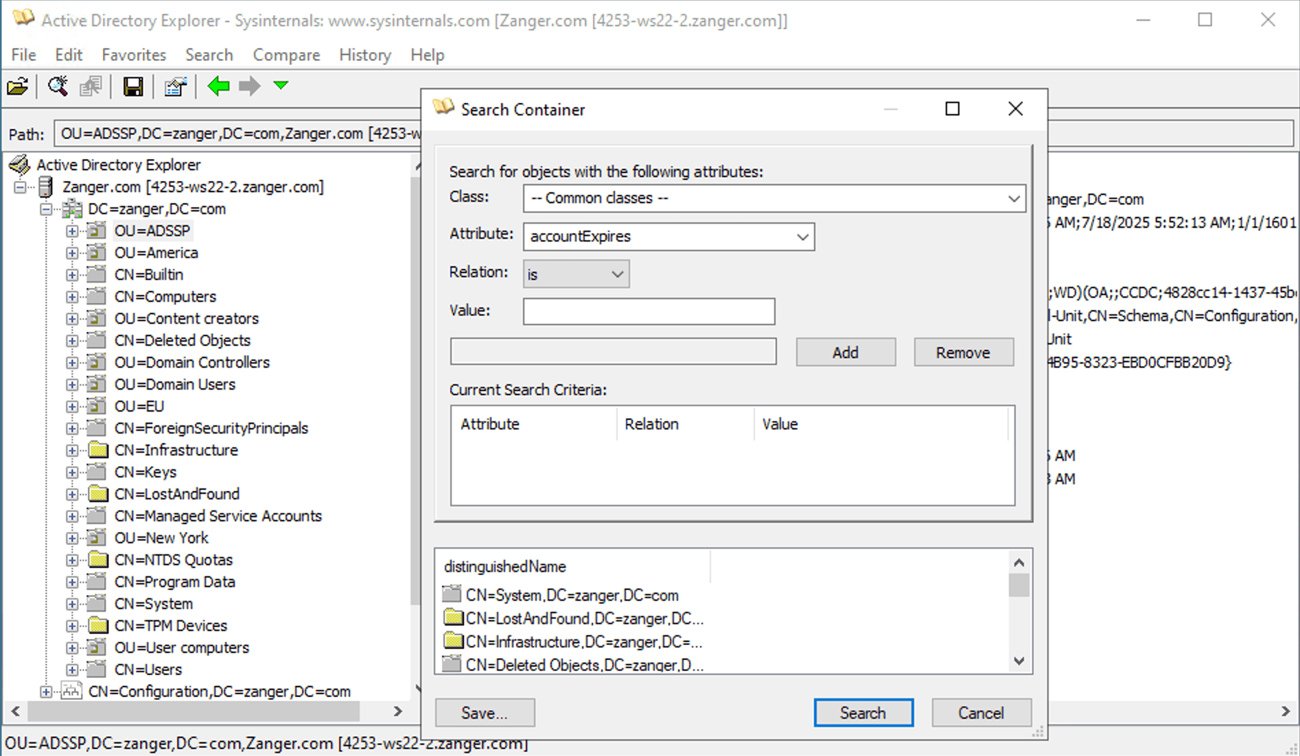 Connect to Active Directory dialog in AD Explorer