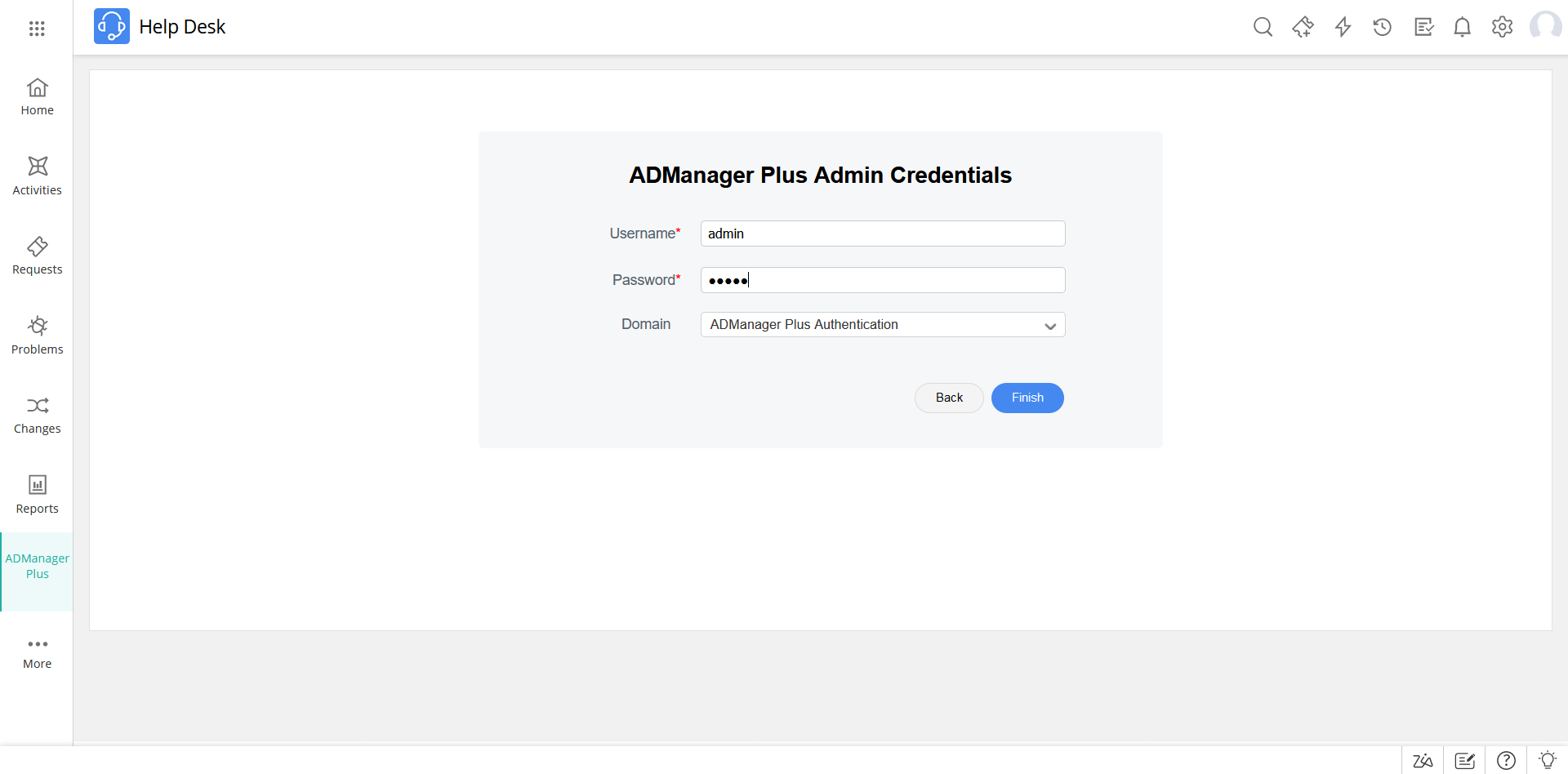 ADManager Plus Admin Credentials