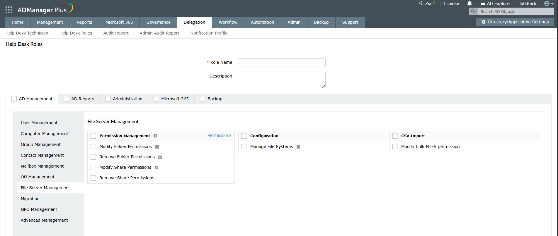 How to assign NTFS permissions in Active Directory using ADManager Plus