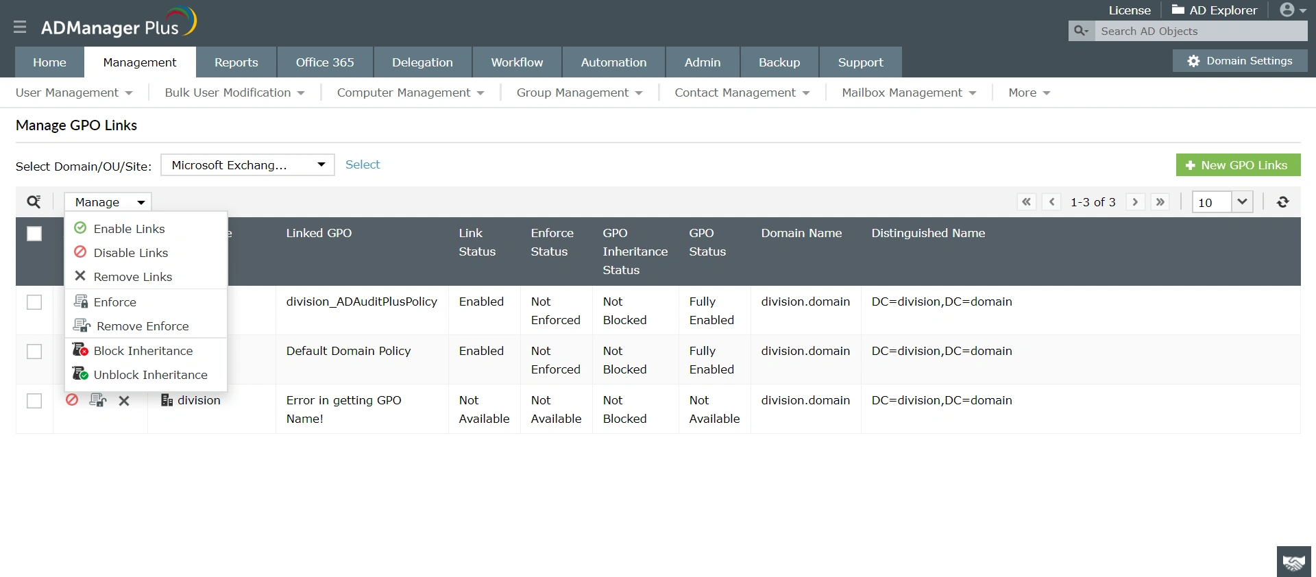 Select Domain and Groups