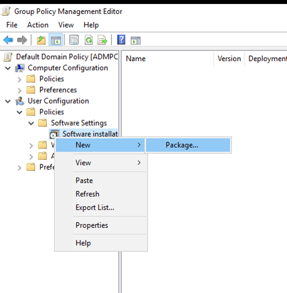 Install software via GPO using published deployment