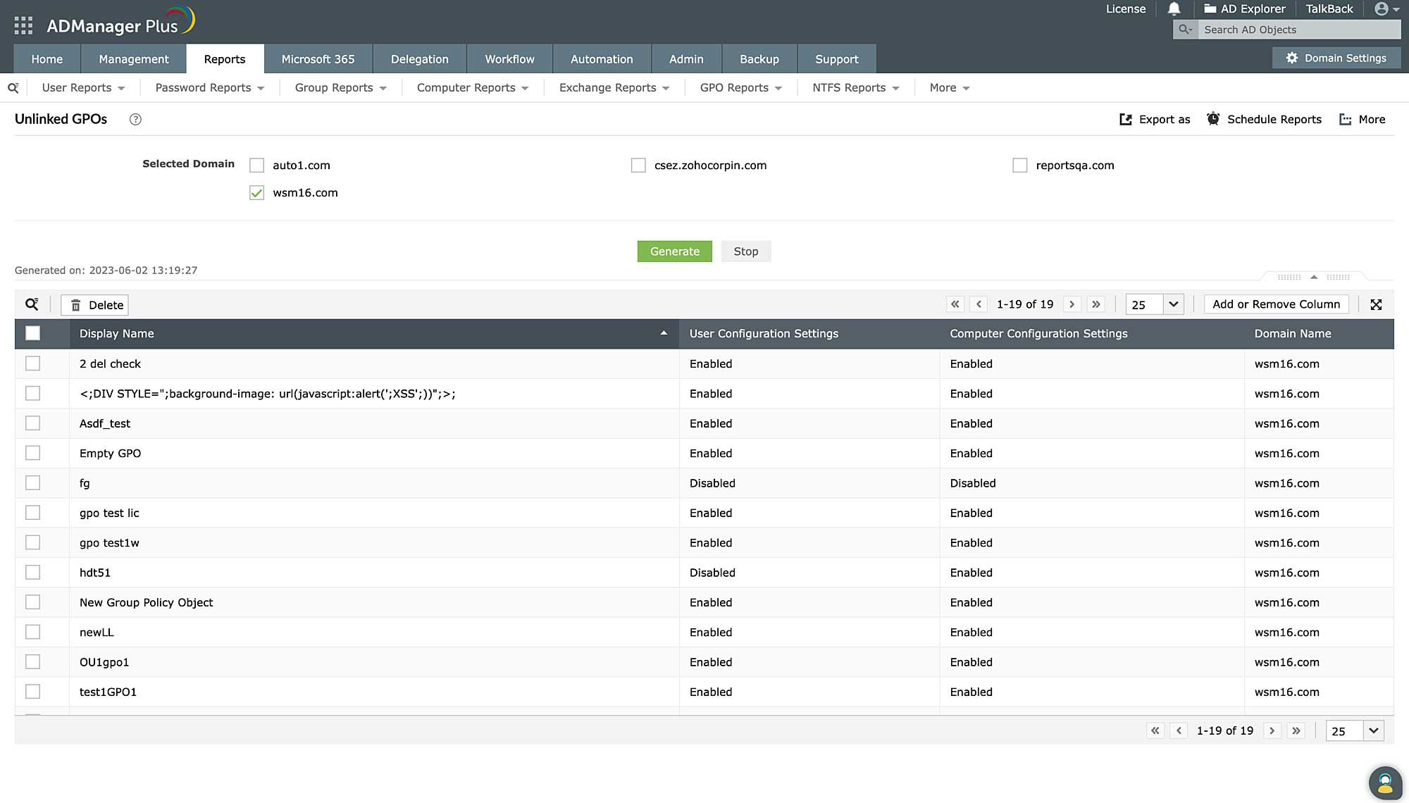 Enhanced security through Group Policy Object reports