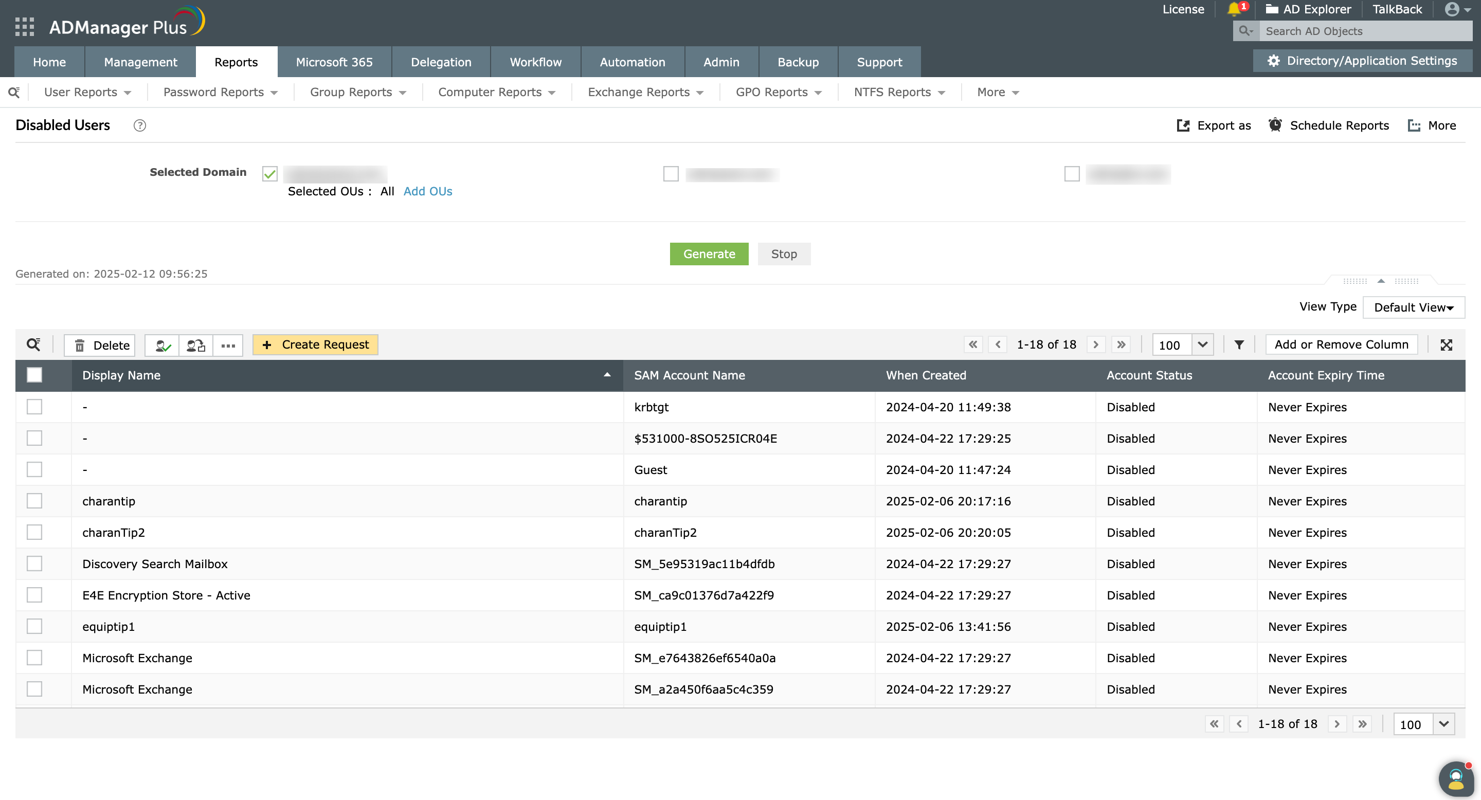 Check Active Directory account status using PowerShell and ADManager Plus