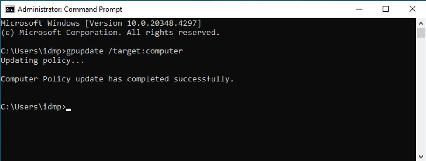 Running gpupdate to update only computer policies