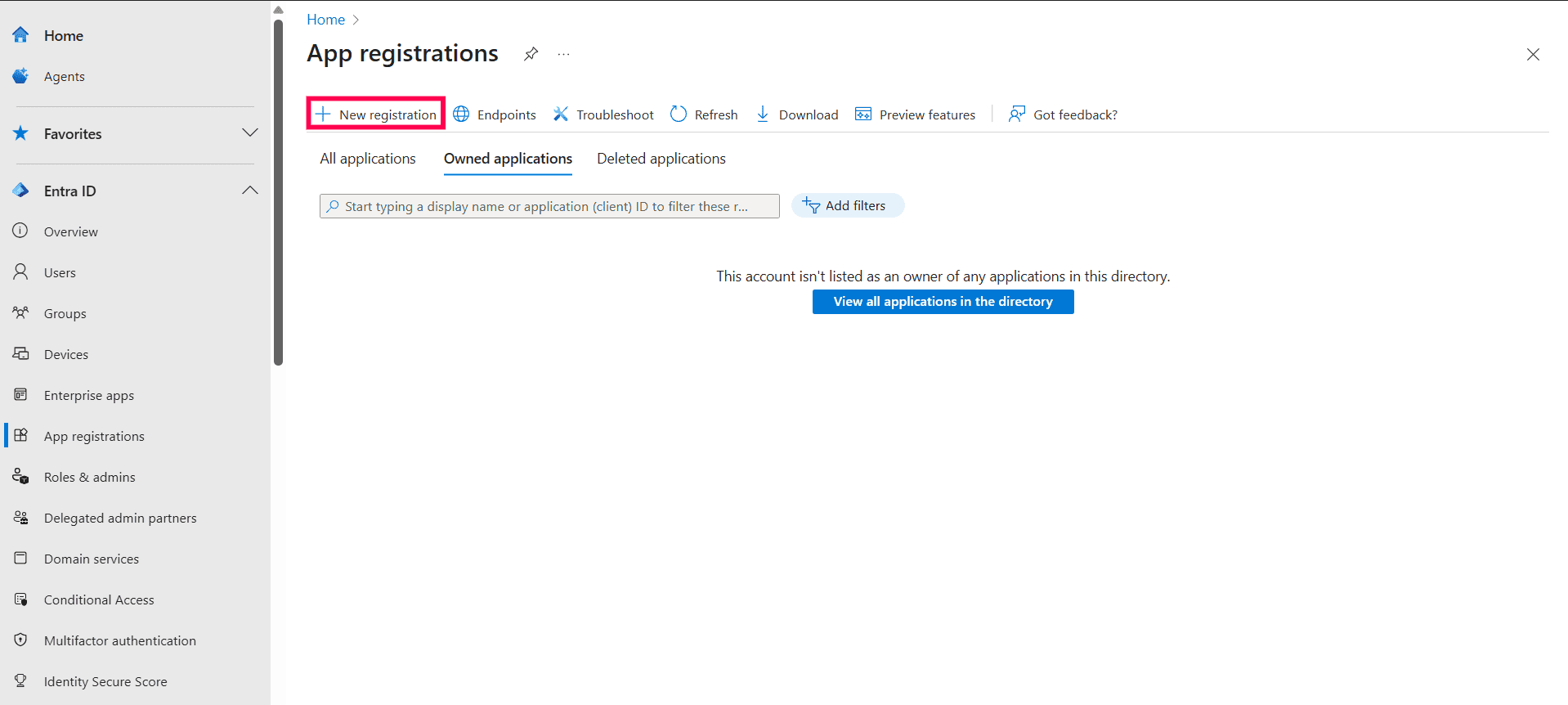 Register an application in Microsoft Entra ID using Microsoft Entra admin center.